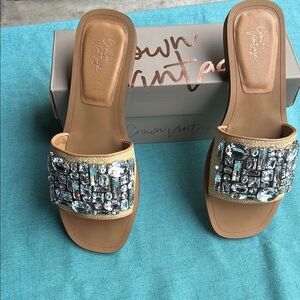Crown Vintage Tan Embellished Women's Sandals